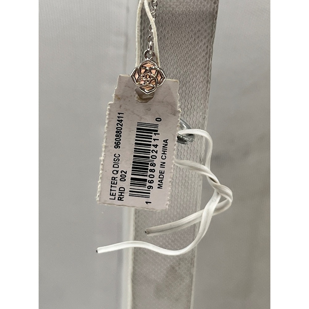 Kendra Scott Rhodium Black Mother of Pearl Letter Q Disc Reversible Pendant - Picture 6 of 12
